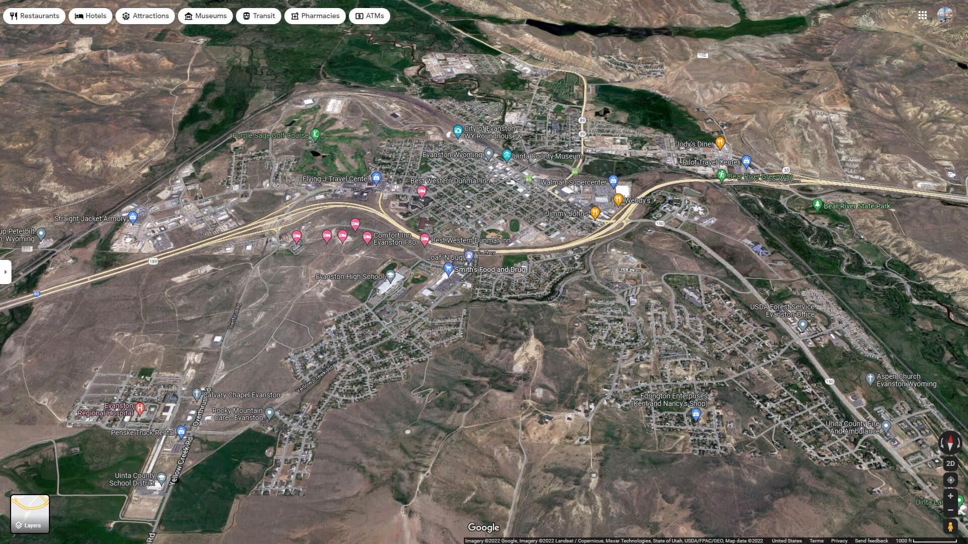 Evanston Aerial Map Wyoming
